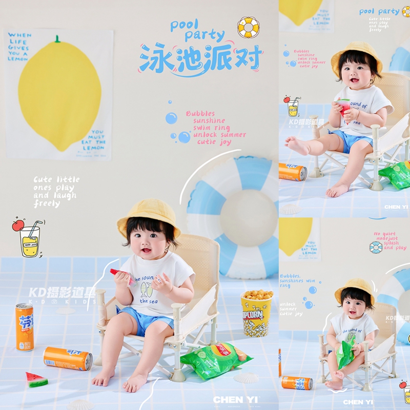 Kd Props Summer Pool Party Set Children's Photography Outfit Hundred Days Baby Photo Clothes Studio Theme