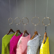 Steel wire ring clothes hanger clothing store display rack hanging wall shelf shop decoration shelf hanging chain hanging clothes