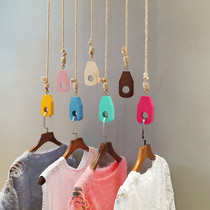 Clothing store hanging ring hemp rope clothes hanger display rack wall shop decoration hanging solid wood retro old hanger new style