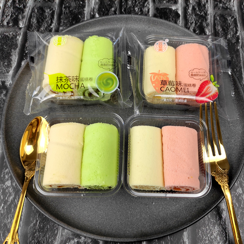 Roll Cake, Strawberry Matcha Cake, Pastries, Internet-Famous Towel Roll, Casual Snacks, Breakfast, Exquisite Ultra-Soft Desserts, Whole Box