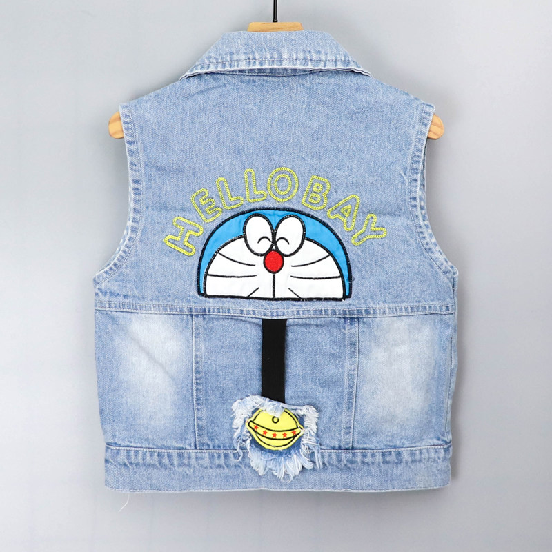 Clear Barn Promotion Children Soft Denim Horse Chia Boy 2022 Spring Autumn New Korean Version Baby Cartoon Vest Small & Medium Boy