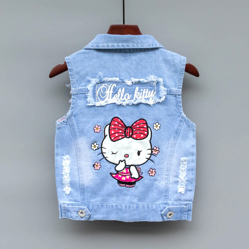 Spring and autumn Children's children Spring girls'Spring girls' single waistcoat Cowboys Waistcoat Big Boy Boy Jacket Female Baby Vest