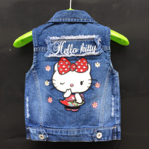 Girls cowboy vest spring and summer autumn childrens clothing vest coat summer baby Korean embroidered vest