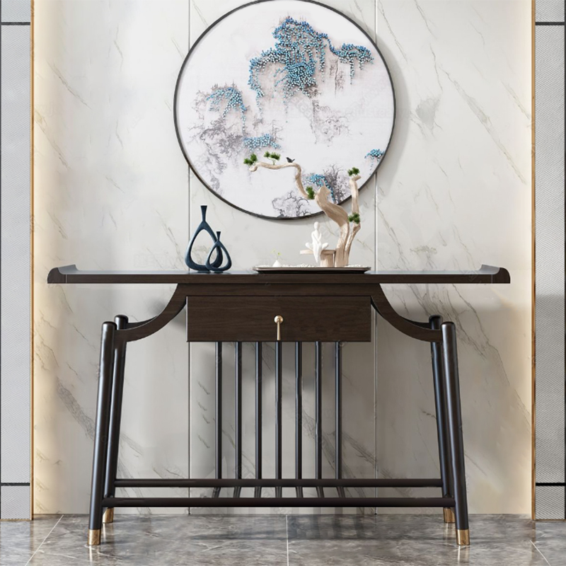 New Chinese Xuanguan Table solid wood Zen Mood Bar Case Decoration Cabinet Modern Brief End View Terrace Door Hall Xuanguan Terri for the Table
