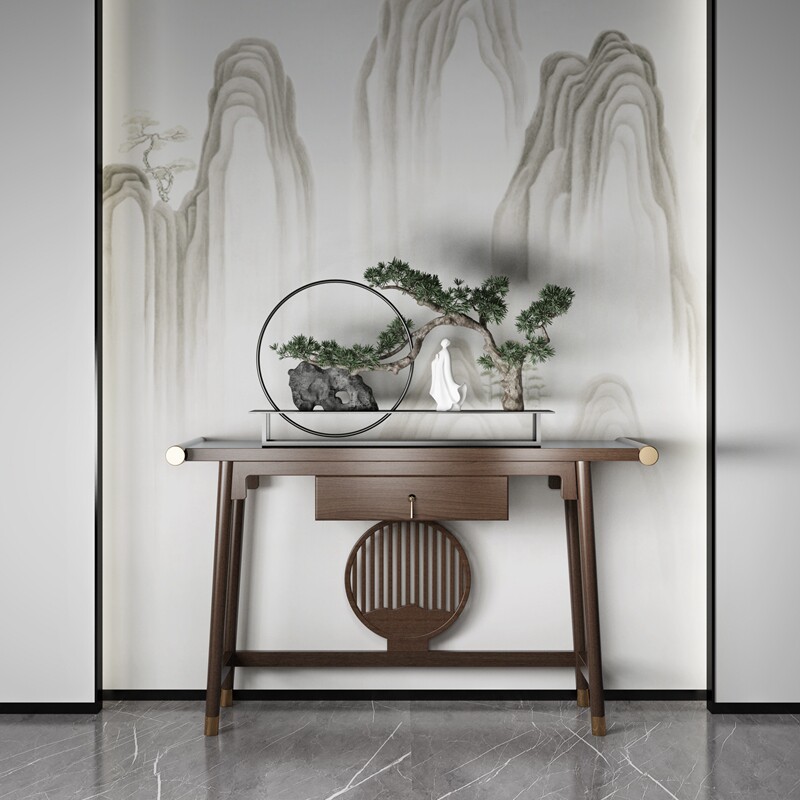 New Chinese Xuanguan Table into the household solid wood Decorative Table Light Extravagant for table Zen-meaning living room leaning against wall end view table Bar