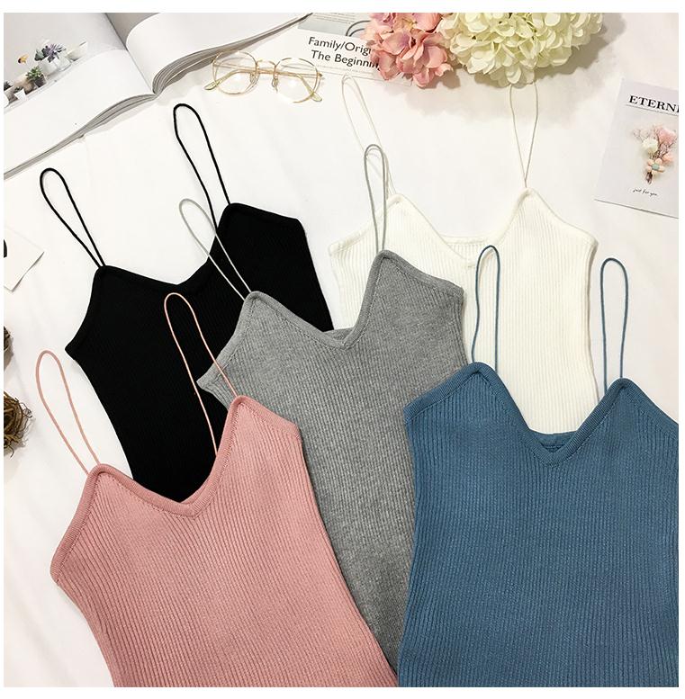 Mùa thu và mùa đông Châu Âu và Mỹ Thư hoang dã đan sling Slim backless mỏng dây đeo vai áo sơ mi chạm đáy bên trong một chiếc áo vest nữ nhỏ áo kiểu nữ