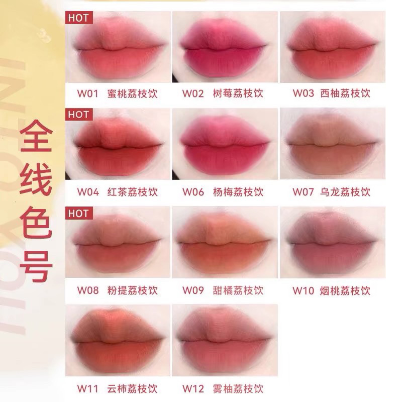 Intoyou Water Mist Lip Glaze Open Cap Misty Heroine Air Coconut Cloud Syrup Em05 W01 Canned Lip