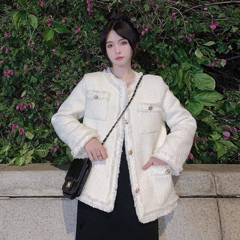 White small fragrant wind advanced senses women's clothing jacket early fall 2022 new small crowddesign sense loose long sleeve blouses