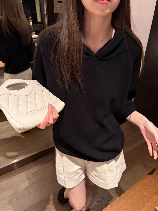 Oker Genuine Product·Korean Style Gentle All-Wool Hooded Knit Sweater Mid-Sleeve Top A1122 Oker Genuine Product·Korean Style Gentle All-Wool Hooded Knit Sweater Mid-Sleeve Top A1122