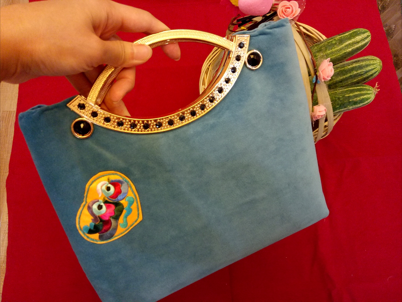 Ethnic Embroidery Bag 2018 beautifully pure handmade Miao embroidered Minority featured Blue Vegetable Basket Handbag