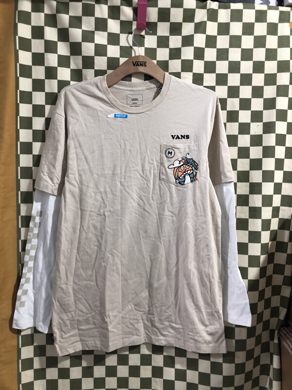 Vans Spring and Autumn Khaki Printed Versatile Comfortable Unisex Casual Crew Neck Long Sleeve No Tag Vn0A5H9N2N1