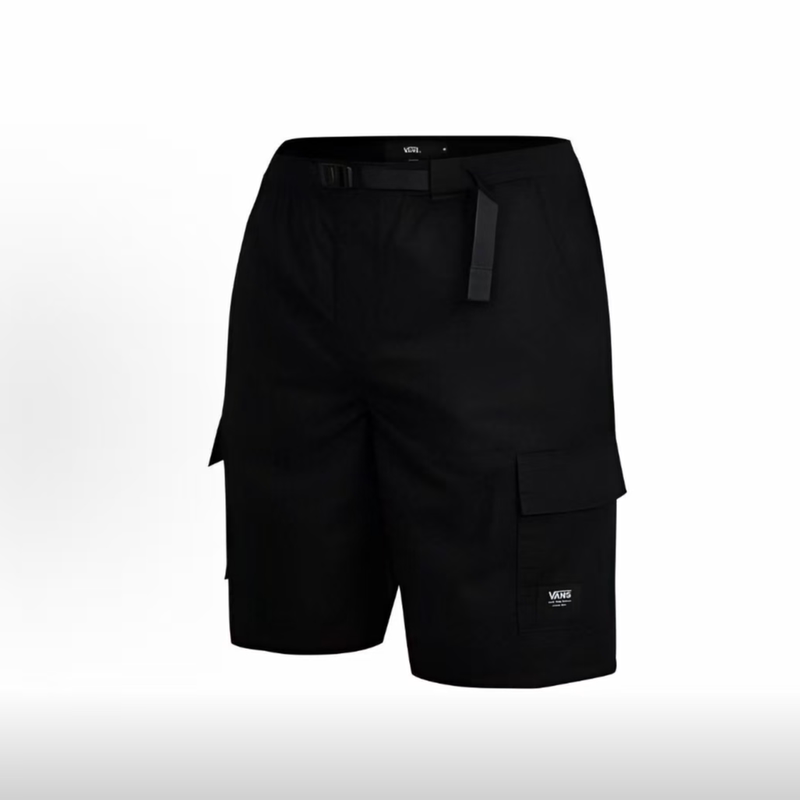 Vans Fashion Multi-Pocket Adjustable Casual Lace-Up Men's Straight-Leg Workwear Black Shorts Vn000Rtablk