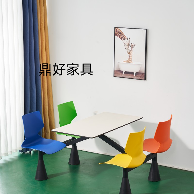Manufacturer direct sales thickened reinforced table conjoined composition 4 people 6 school factory company canteen table and chairs-Taobao