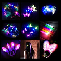  Colorful luminous garland rattan headdress led light Cat ears Rabbit ears headband Night market stall luminous toy