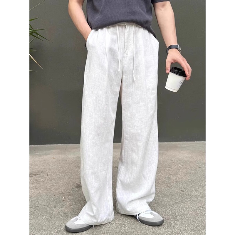 Light Luxury Old Money Style Tencel Linen Pants for Men, 2026 Summer Thin Cotton-Linen Wide-Leg Pants, Casual Straight-Leg Pants