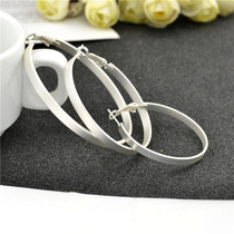 European and American fashion big circle earrings big wide circle matte silver no ear clip 2022 new personality 100 hitch ear decoration