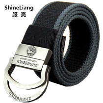 Canvas belt double ring buckle strap for men and women casual pants belt Korean student pin buckle youth military training belt outdoor belt