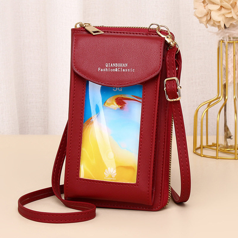 2022 New Net Red Girl Single Shoulder Messenger Coin Purse Mini Vertical Korean Version Multifunctional Touch Screen Mobile Phone Small Bag
