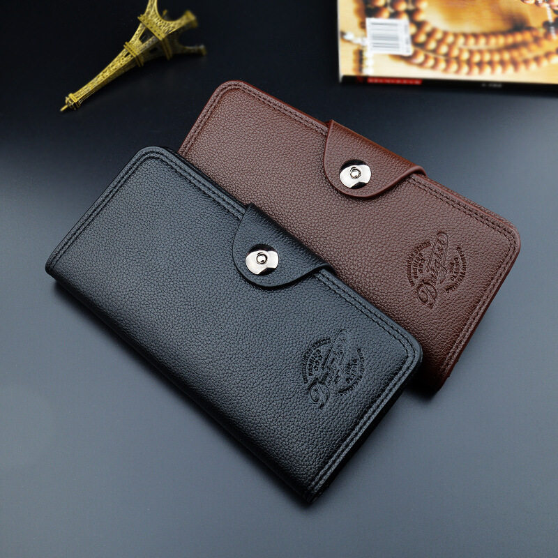 2022 Wallet Men's Long Trendy Style Youth Business Fashion Classic Buckle Multi-card Slots 30% Off Large-capacity Soft Wallet