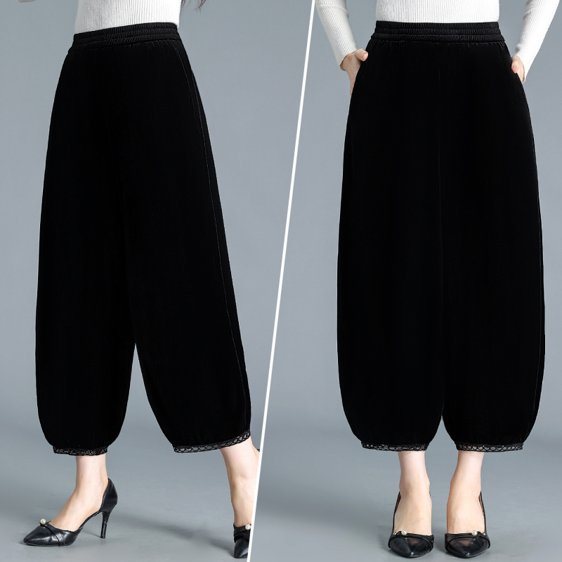 2025 New Spring and Autumn Velvet Pants for Women, Suitable for Middle-Aged and Elderly Mothers, Casual Loose-Fitting Plus-Size Long Pants