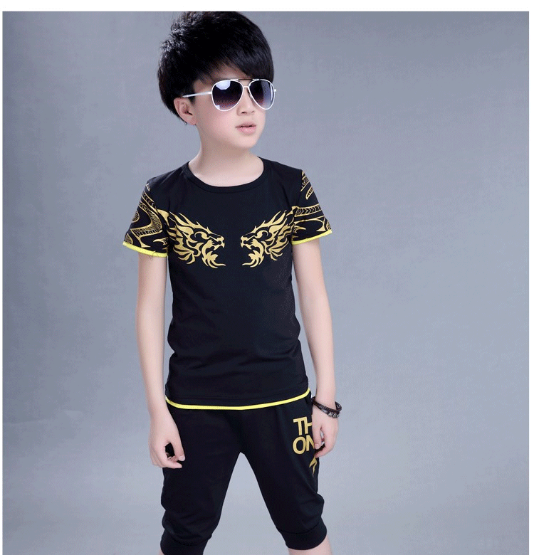 Mùa hè 6 mới 7 bé trai 8 bộ quần áo trẻ em 10 bé trai tay áo ngắn mùa hè 4 quần áo thể thao 9 tuổi quần áo bé trai