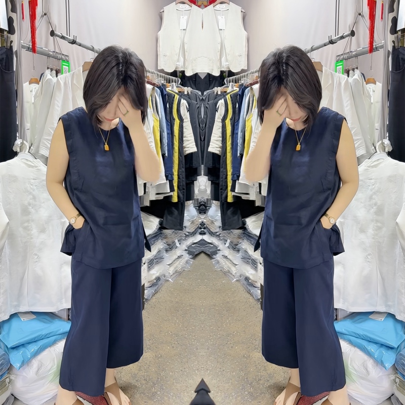 European Hot-Selling Fashion Linen Set 2025 Summer New Stylish Round-Neck Sleeveless Vest + High-Waisted Wide-Leg Pants European Hot-Selling Fashion Linen Set 2025 Summer New Stylish Round-Neck Sleeveless Vest + High-Waisted Wide-Leg Pants