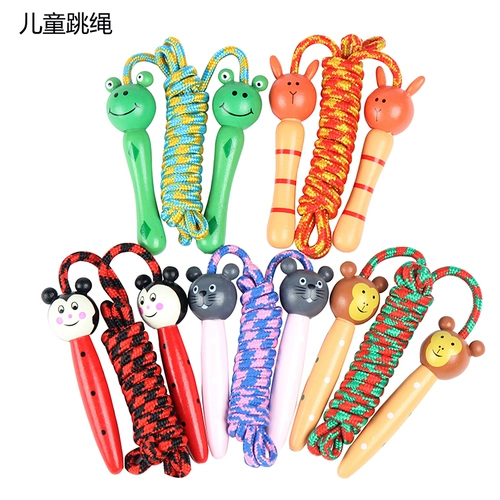 Детская мультяшная скакалка для детского сада, деревянная ручка с животными для раннего возраста для спортзала