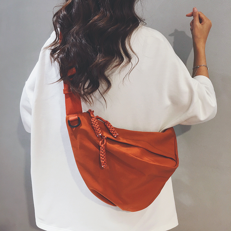 Canvas Bag for Women 2026 New Large-Capacity Chest Bag Casual Crossbody Dumpling Bag Sports Travel Cycling Shoulder Bag