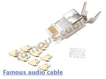 Imported shielded seven types of ten trillion three-pronged gold-plated crystal head RJ45 network cable shielded FTP connector CAT7