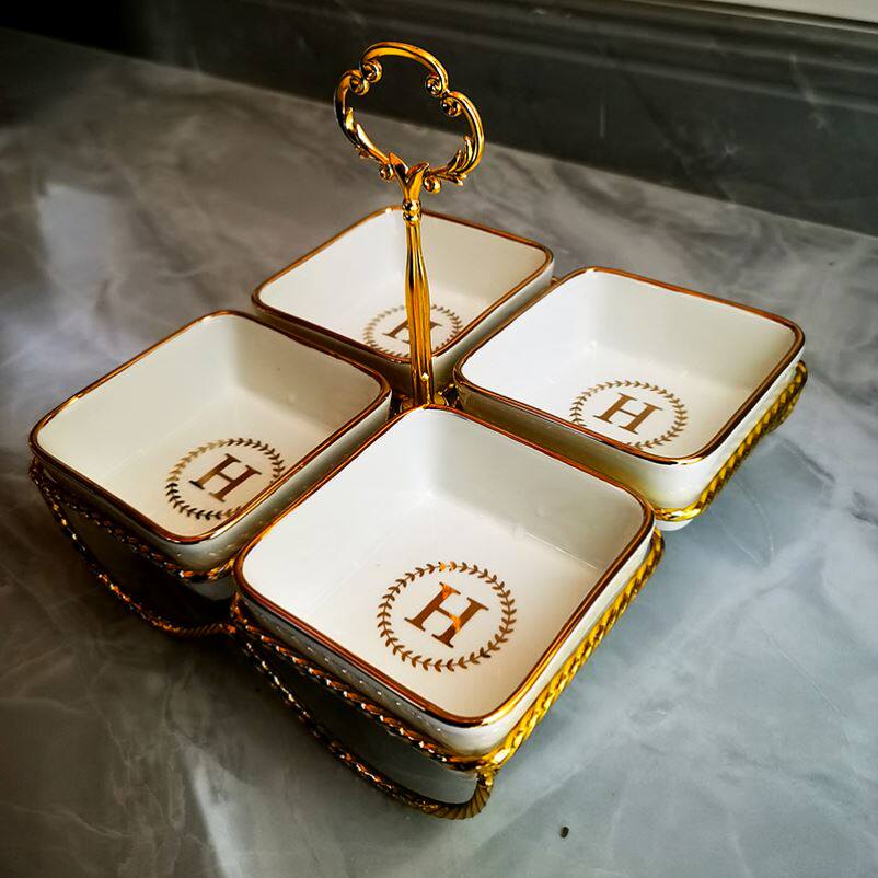 Fruit Pan High-end Light Lavish Home 2021 New Snack Pan High-end Atmospheric Snack Tray Delicately Separated Living-room