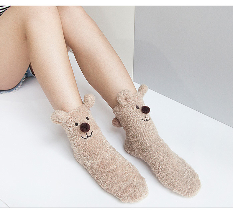 Mùa thu và mùa đông phim hoạt hình san hô nhung nhà sàn vớ người lớn dày ấm nữ vớ trong ống ngủ vớ tất ngắn cổ