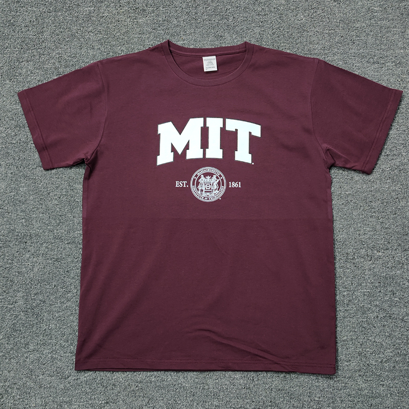 2022 Summer Pure Cotton Loose-Fitting Mit (Massachusetts Institute of Technology) Printed T-Shirt with Lettering, College Style Short Sleeves