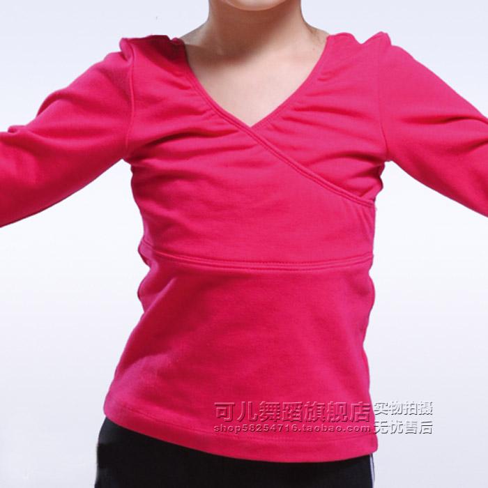 Pure cotton short sleeve children dance practice suit young children chest cross national dance long sleeve tops girls ballet