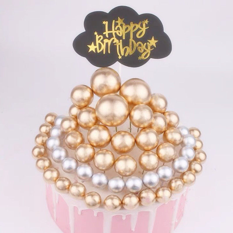 Baking Cake Decoration Pendulum LUXURIOUS FOAM ROUND IRON WIRE INSERT INSERT GOLD BALL SILVER BALL DECORATIVE BALL 5 1 Package