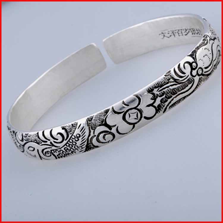 Wenze centeny silver workshop silver jewelry silver bracelet handmade with imitation ancient Longfeng manually ordered for NO224