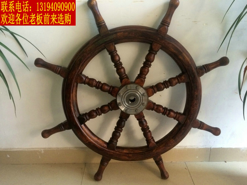 Old ship wooden boat rudder ship wood steering wheel Ming clear antique boat wood furniture living-room wall pendant feng shui wheel trick wheel
