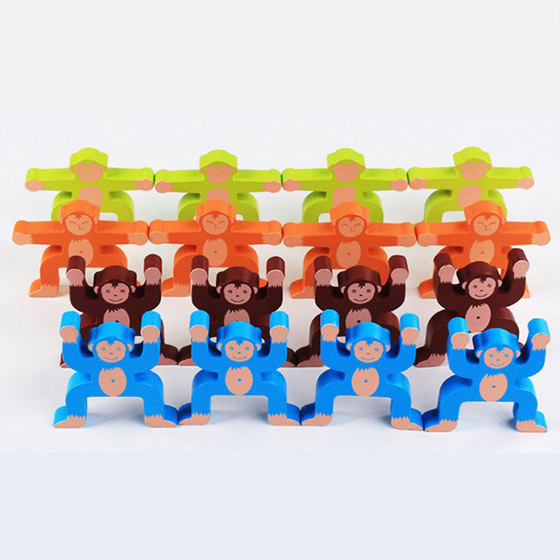 Children's Monkey Stacked Tower Moon Balance Building Blocks Toys Kindergarten Montani Early Education Center Corner Teaching Garm