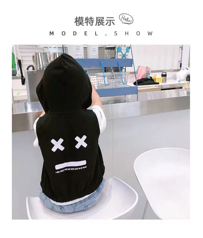 Eric Boys Vest mùa hè Phong cách phương Tây Cho bé mùa hè có mũ trùm đầu Vest trẻ em không tay Top xu hướng Hàn Quốc 2020 - Áo ghi lê