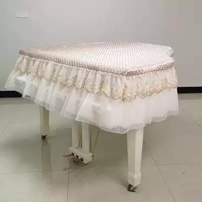 Thickened velvet triangle piano cover tailor-made gold velvet fabric lace piano cover simple modern full cover