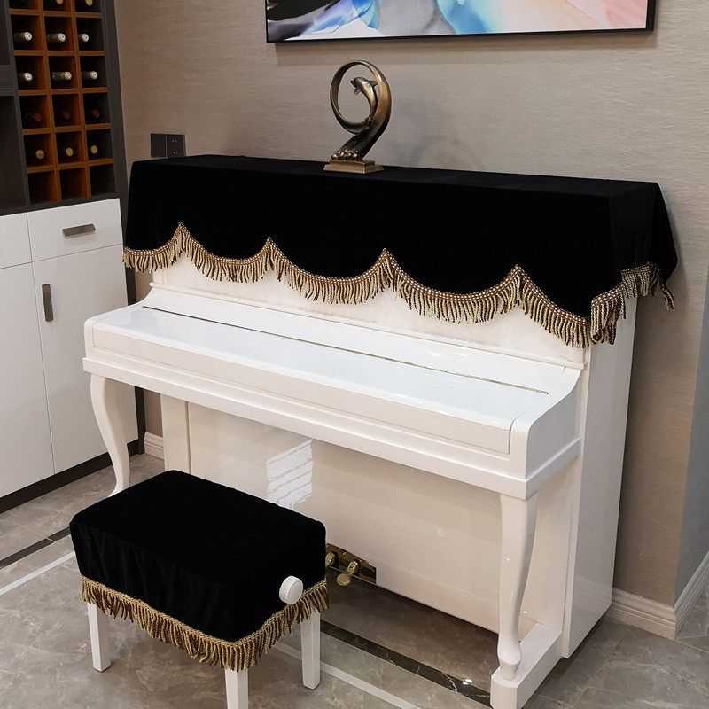Gold velvet piano half cloth Velvet piano cover Piano cover cloth Simple piano half cover dust cover two-piece set