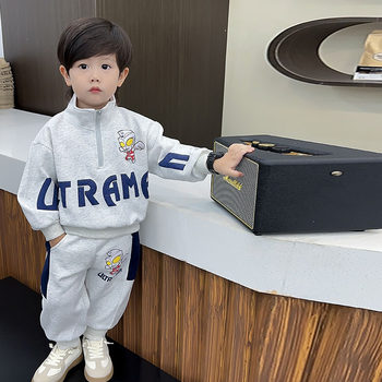 Ultraman Clothes Boys' Autumn Outfit Set 2025 New Korean Style Children's Trendy Baby Sweatshirt Fashionable Two-Piece Set
