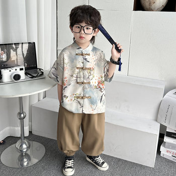 Boys' Hanfu New Chinese Style Tang Suit 2025 New Model Children's Baby Ancient Style Handsome Daily Wearable Outfit Performance Costume