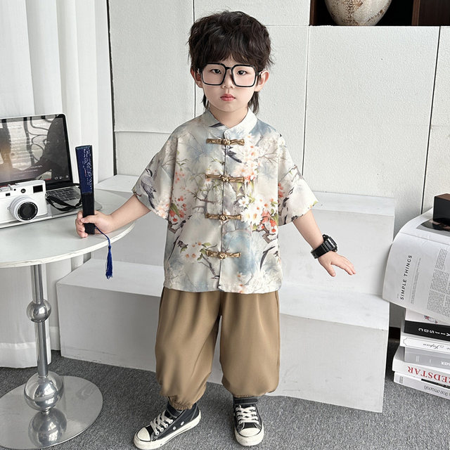 Boys' Hanfu New Chinese Style Tang Suit 2025 New Model Children's Baby Ancient Style Handsome Daily Wearable Outfit Performance Costume