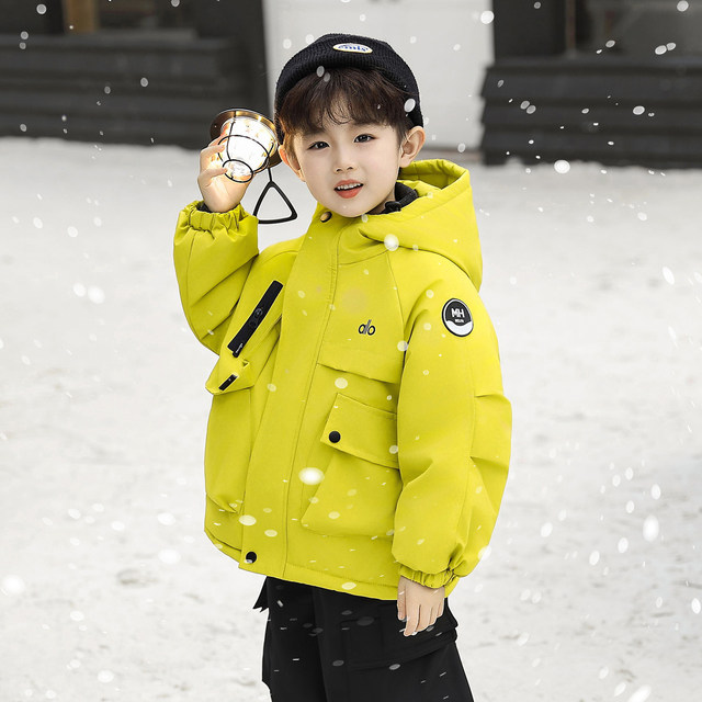 Children's velvet jacket boys' winter workwear cotton clothes 2025 new baby boy thickened cotton jacket pie jacket