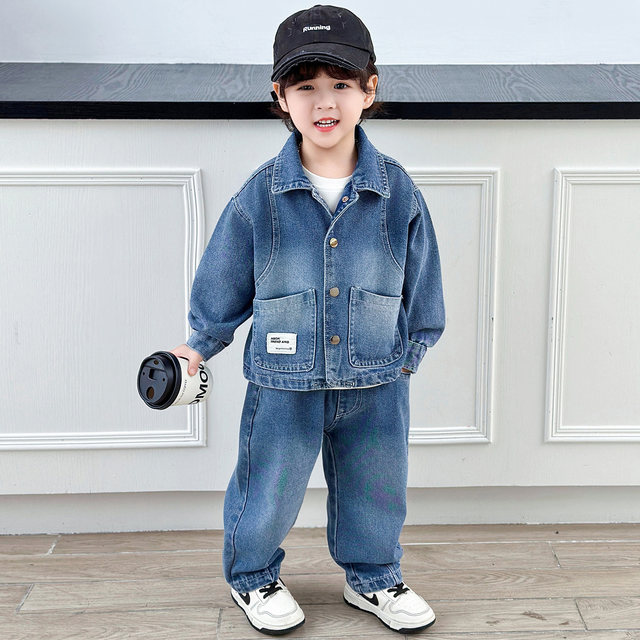 Boys' Denim Suit Spring Outfit 2026 New Cool and Stylish Children's Clothing Three-Piece Set Spring and Autumn Handsome Baby Clothes