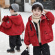 Children's velvet jacket boys' winter workwear cotton clothes 2025 new baby boy thickened cotton jacket pie jacket