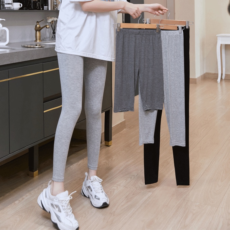 Modal Autumn Pants for Women, Thin Style, Spring and Autumn, Plus Size, Nine-Tenths Length, for Plus-Size People, Slimming, Pure Cotton, Warm, Stretchy Leggings
