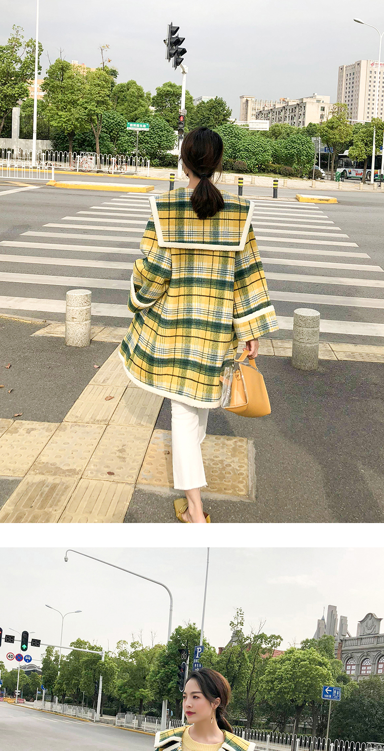 Áo khoác len nữ nguyên bản của Kelly Ou phiên bản dài Hàn Quốc 2018 mùa đông Hàn Quốc phiên bản áo hai dây khâu ngực áo khoác dạ nữ ngắn
