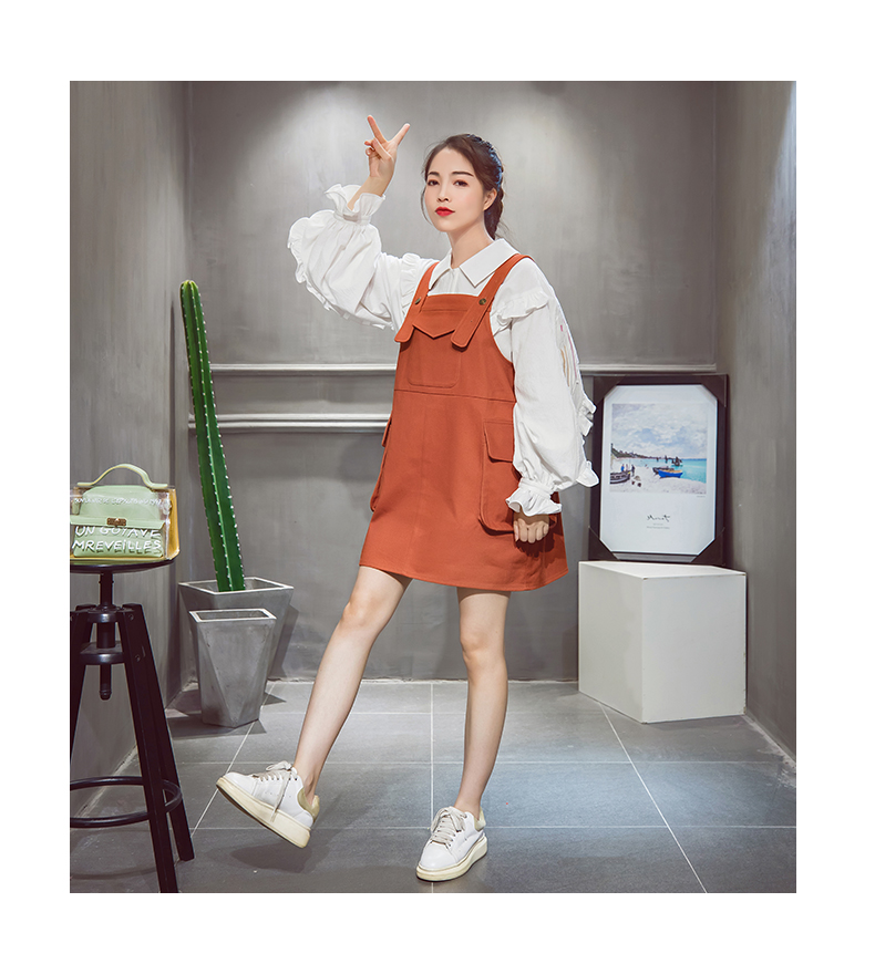 KEIKO / Kelly Châu Âu nguyên bản 2018 mùa thu mới nhiều túi dây đeo đầm rời Một chiếc váy chữ đầm xòe trễ vai voan