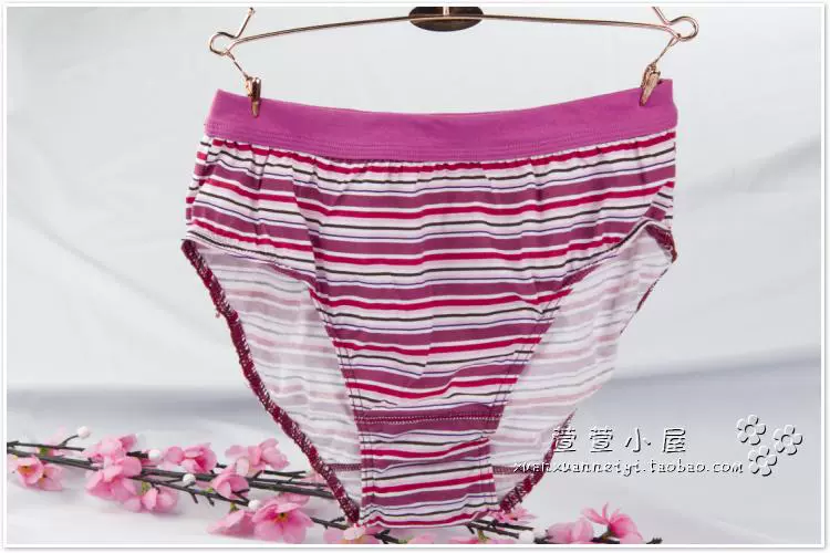 Quần lót nữ Fu Nilai cotton cotton chính hãng 100% cotton sọc ngang quần short đồ lót có phân bón để tăng quần lót nữ cotton